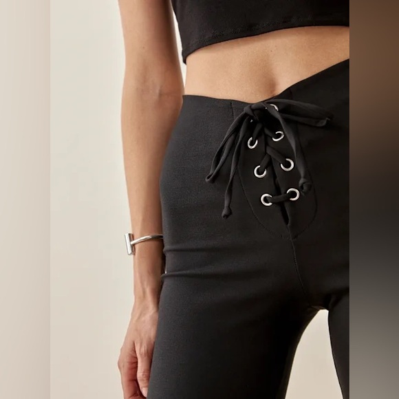 Reformation The Len Lace Tie-Up Flare Pants in Black, Women’s size Medium - Picture 3 of 15